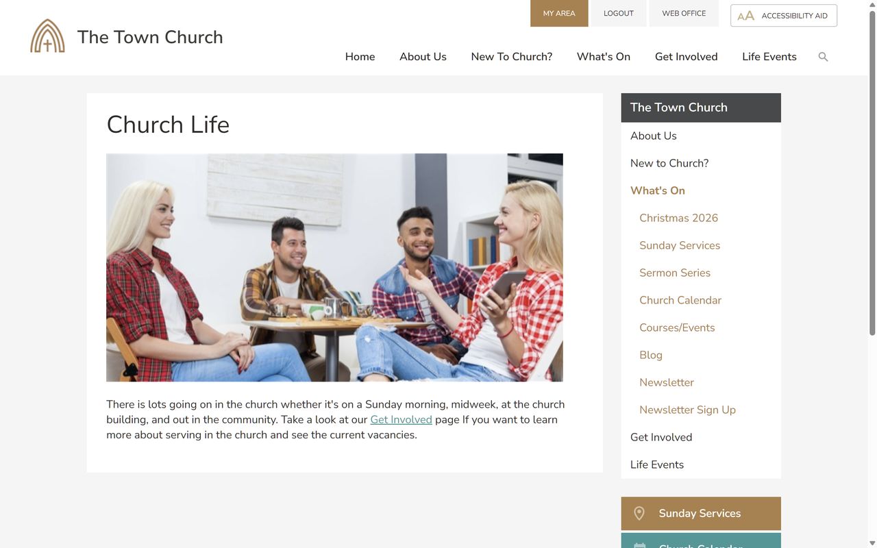 The page fixed, with its side menu showing like the other pages